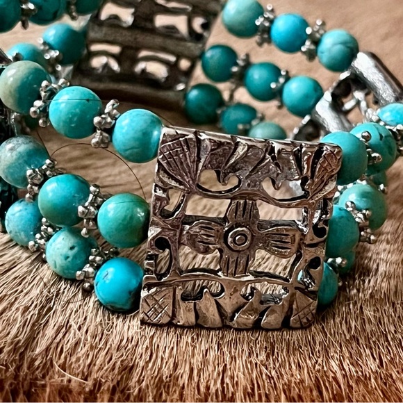 turquoise & silver elasticize bracelet - Picture 7 of 17